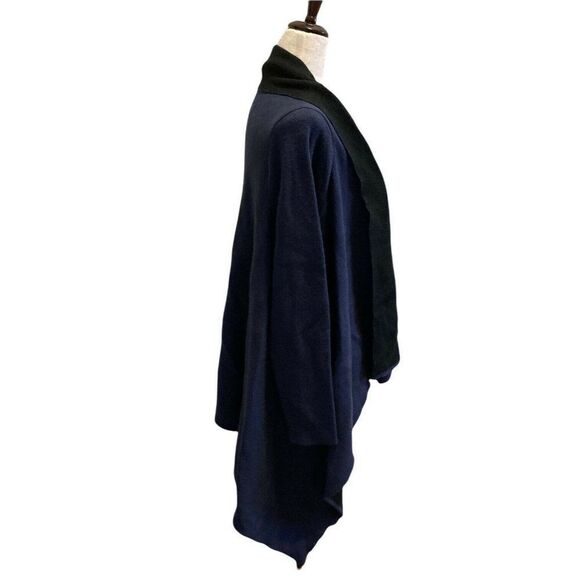 GNW Open Front Waterfall Sweater Cardigan Womens Size Medium Navy Blue Black - Picture 2 of 6